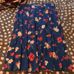 Vintage blue floral midi skirt